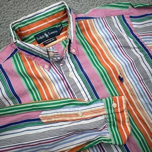 Ralph Lauren Classic Fit Striped Button Down Shirt Men's Size M Multicolor